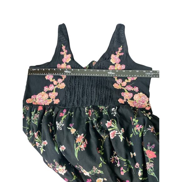 Anthropologie MIDI Dress Size Small Sleeveless Lola  Embroidered Floral Black - Picture 8 of 11